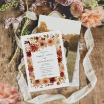Boho Terrakotta Blommig Bröllopsinbjudan
