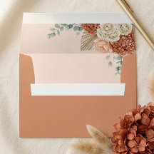 Boho Terrakotta Blommig Höstbröllopskuvert