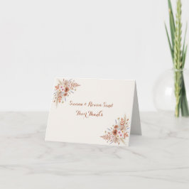 Boho Terrakotta Blommig & Pampas Gräs Bröllop Tack Kort