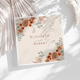 Boho Terrakotta Blommig Pampasgräs Bröllop Pappersservett