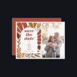 Boho Terrakotta Blommig Spara Datum Bröllopsfoto Meddelande Vykort<br><div class="desc">Boho Terrakotta Blommig Spara Datum Bröllopsfoto Annonserings vykort</div>