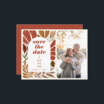 Boho Terrakotta Blommig Spara Datum Bröllopsfoto Meddelande Vykort<br><div class="desc">Boho Terrakotta Blommig Spara Datum Bröllopsfoto Annonserings vykort</div>