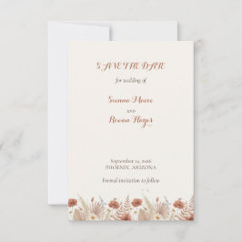 Boho Terrakotta Blommor & Pampasgräs Spara Datumet