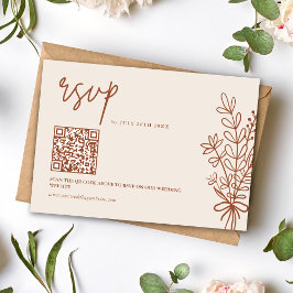 Boho Terrakotta Bränd Orange Bröllops QR-kod OSA Kort