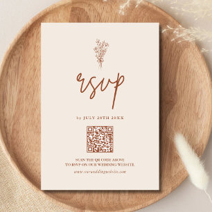 Boho Terrakotta Bränd Orange Bröllops QR-kod OSA Kort