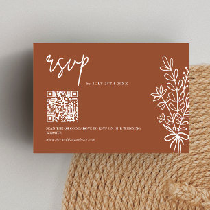 Boho Terrakotta Bränd Orange Bröllops QR-kod OSA Kort