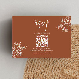Boho Terrakotta Bränd Orange Bröllops QR-kod OSA Kort