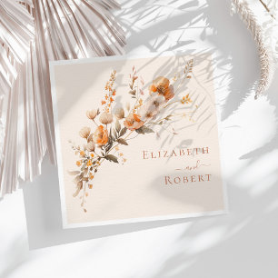 Boho Terrakotta Bränt Orange Vilda Blommor Bröllop Pappersservett
