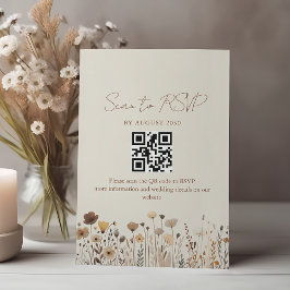 Boho Terrakotta Bröllllops QR-kod OSA Kort
