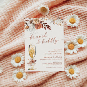 Boho Terrakotta Brunch Bubbly Bröllopsdusch Inbjudningar