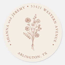 Boho Terrakotta Elegant Minimal | Returadress Runt Klistermärke