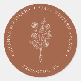 Boho Terrakotta Elegant Minimal | Returadress Runt Klistermärke