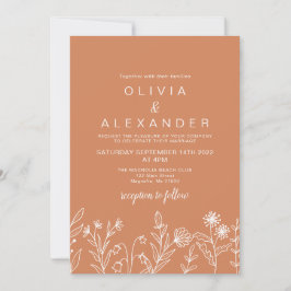 Boho terrakotta elegant vildblomma bröllop inbjudningar