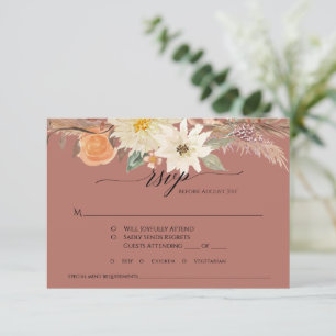 BOHO Terrakotta Höst Blommig Pampas Gräs Bröllop OSA Kort