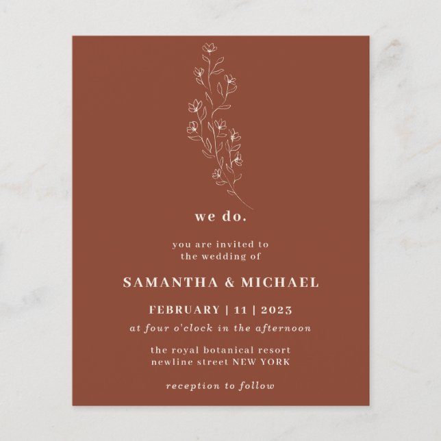 Boho Terrakotta Indie brun Botanisk vi gör budget Flygblad (Framsidan)