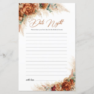 Boho terrakotta koppar blomster Date Night idéer