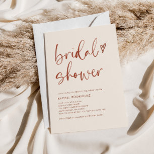 Boho Terrakotta Minimalistisk Bröllopsfest med han Inbjudningar