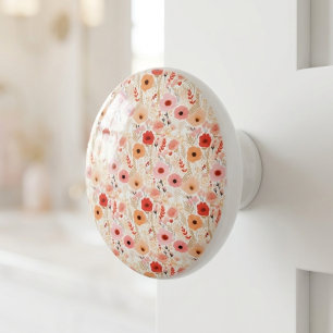 Boho Terrakotta Orange Persika Blommig Knopp