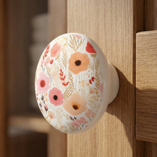 Boho Terrakotta Orange Persika Blommig Knopp