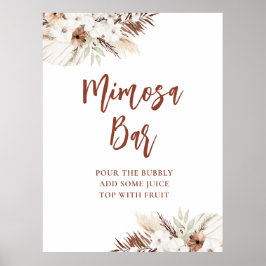 boho terrakotta pampas mimosa bar poster