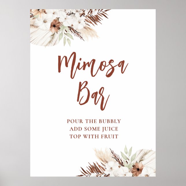 boho terrakotta pampas mimosa bar poster (Framsidan)