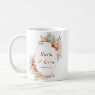 Boho Terrakotta Pampasgräs Bröllop Kaffemugg