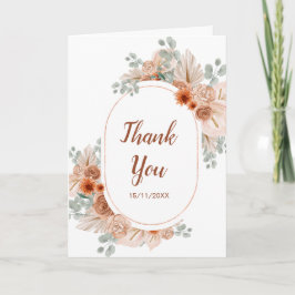 Boho Terrakotta Pampasgräs Bröllopsdusch Tack Kort
