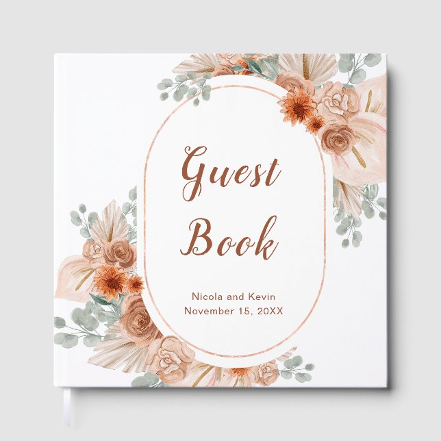 Boho Terrakotta Pampasgräs Gästbok (Framsida)