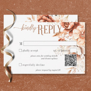 Boho Terrakotta Persika & Crème Blommig QR-kod OSA Kort