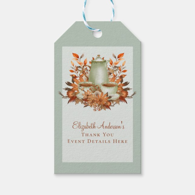 Boho Terrakotta Salvia Tekannsfest Blommiga Presen Presentetikett (Framsidan)