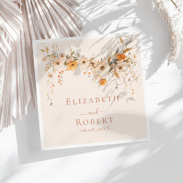 Boho Terrakotta Vilda Blommor Höstbröllop Pappersservett