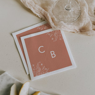 Boho Terrakotta Vildblomma Monogrammerade Servette Pappersservett