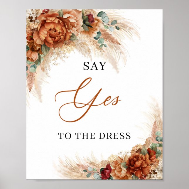 Boho terrakotta vinröd Say Yes to the Dress Poster (Framsidan)
