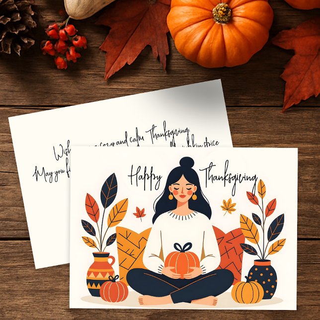 Boho Terrakotta Zen Pumpa Glad Thanksgiving Kort (Skapare uppladdad)