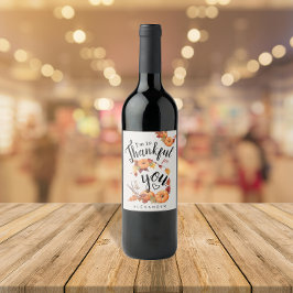 Boho Thanksgiving Höst - Ord och pumpor Vinflaska Etikett