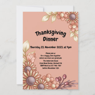 Boho Thanksgiving Middagsinbjudan Inbjudningar