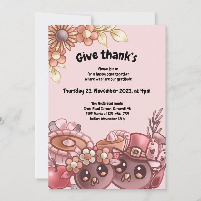 Boho-Thanksgivingens inbjudan till ge- (Framsida)