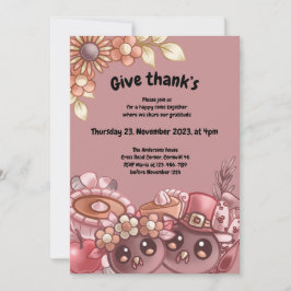 Boho-Thanksgivingens inbjudan till ge-