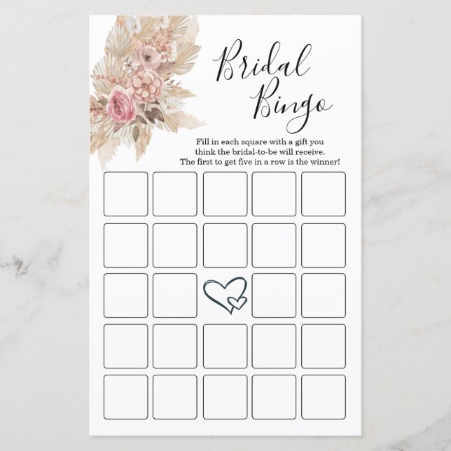 Boho Theme Möhippa Bingo Cards (Framsida)
