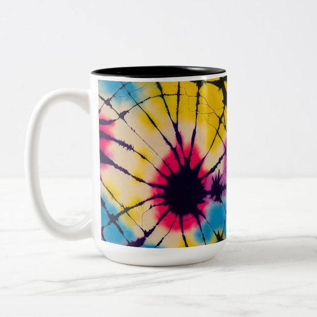 Boho tie dye kaffe mugg, hippie, slips vibes Två-Tonad mugg (Vänster)