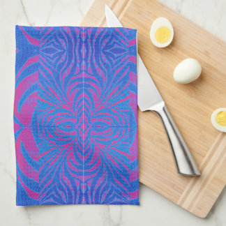Boho Tiger Rand Rosa och Blue Kökshandduk