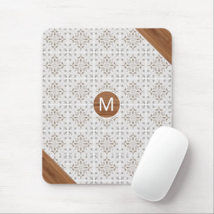 Boho Tile Bamboo Monogram Mouse Pad Musmatta