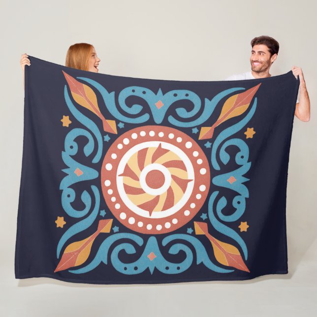 Boho Tile Fleece Blanket (På plats)