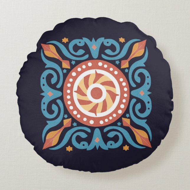Boho Tile Rund Kudde (Framsidan)