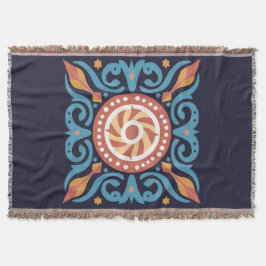Boho Tile Throw Blanket Filt