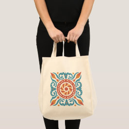 Boho Tile Tote Bag Tygkasse