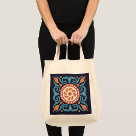 Boho Tile Tote Bag Tygkasse