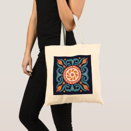 Boho Tile Tote Bag Tygkasse