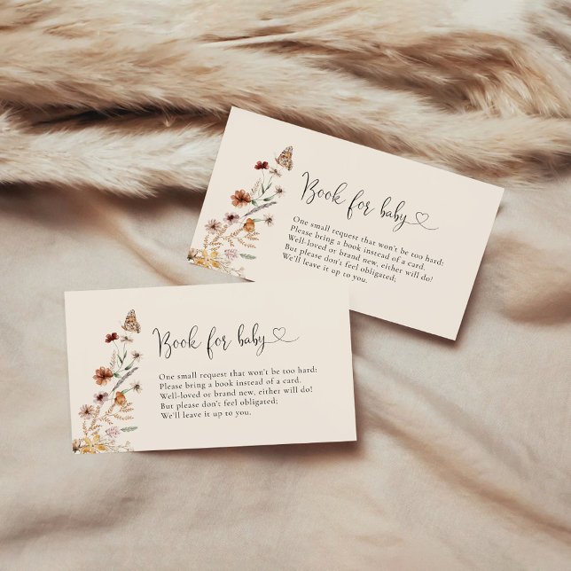 Boho Tiny WildblommBaby Shower Bokar för Baby Tilläggskort (Skapare uppladdad)