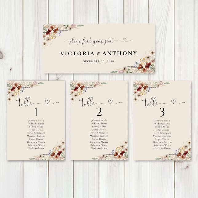 Boho Tiny WildblommBröllop Head Bord Sign (Skapare uppladdad)